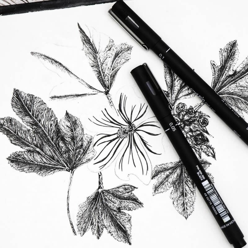 Liner Uni Pin Sketching pe baza de apa 5 buc/set negru [3]
