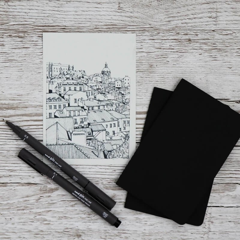 Liner Uni Pin Sketching pe baza de apa 5 buc/set negru [4]