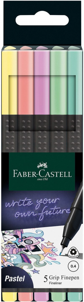 Liner 0.4 mm 5/set culori pastel Faber-Castell [1]