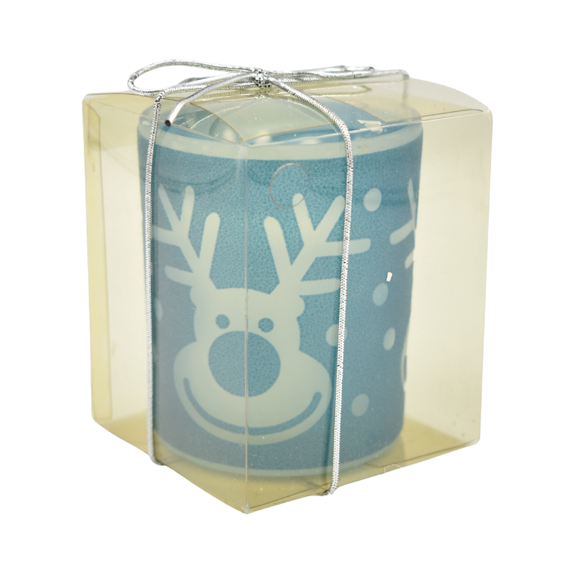 Lumanare decorativa in pahar albastru model ren [1]