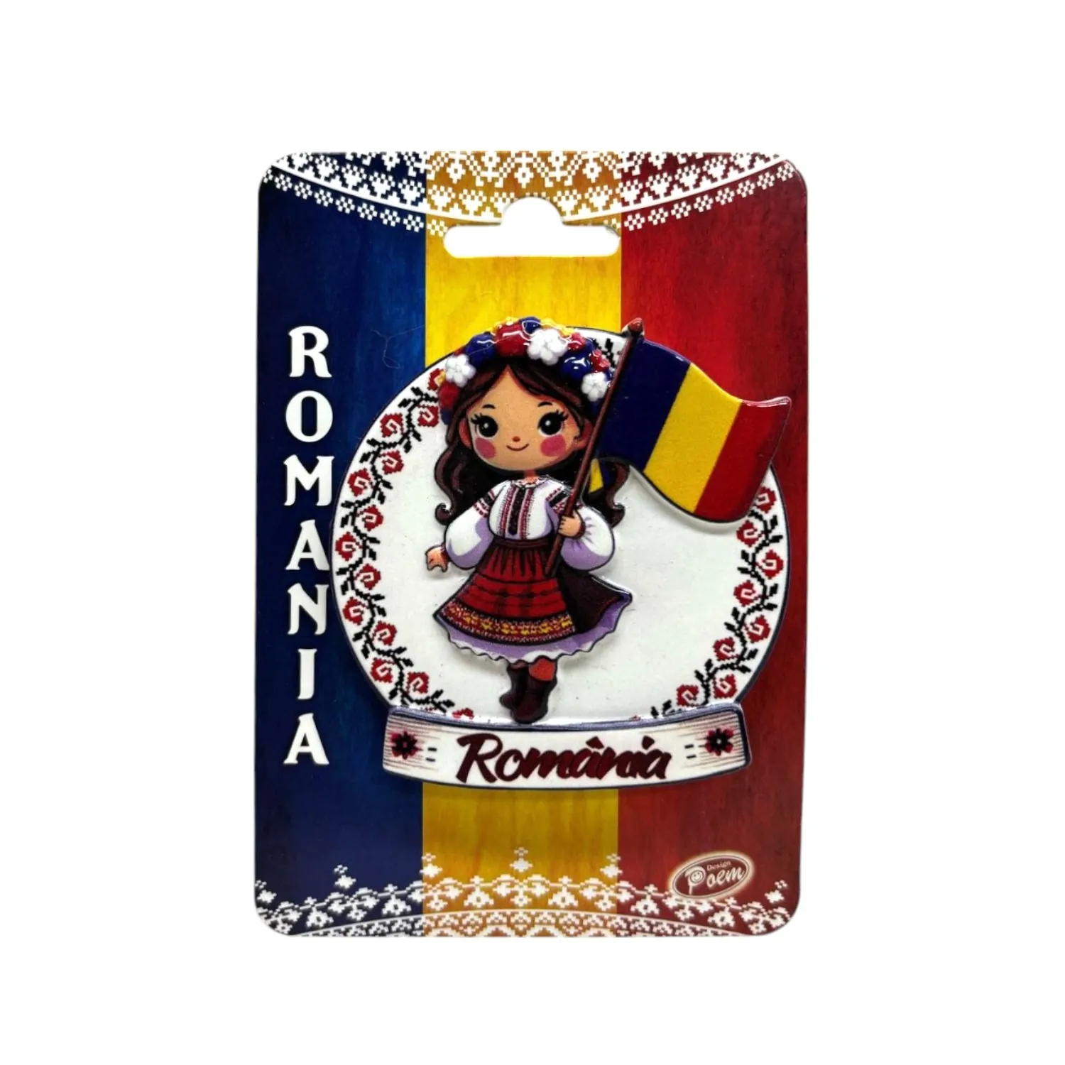 Magnet rotund Romania 7.3 x 7.4 cm fata [2]