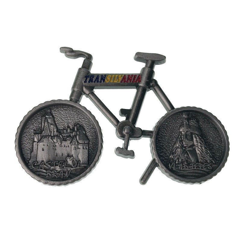 Magnet metalic in forma de bicicleta 7x5 cm Castelul Bran [2]