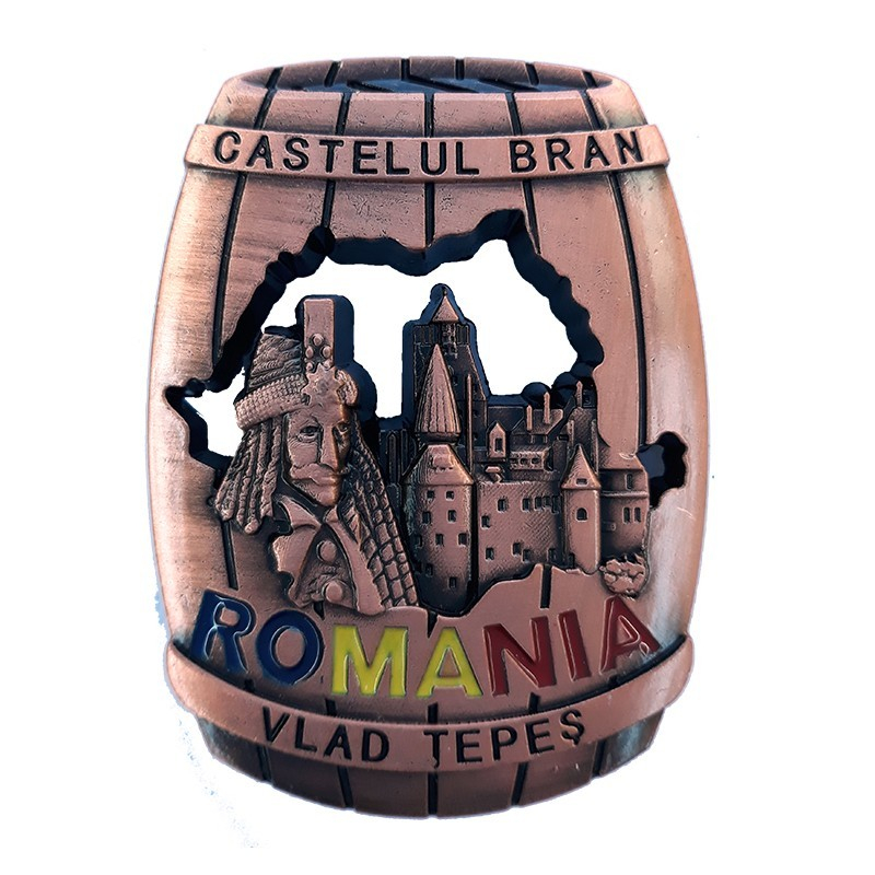Magnet metalic in forma de butoi 5x7 cm Castelul Bran [2]