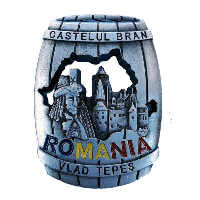 Magnet metalic in forma de butoi 5x7 cm Castelul Bran [1]