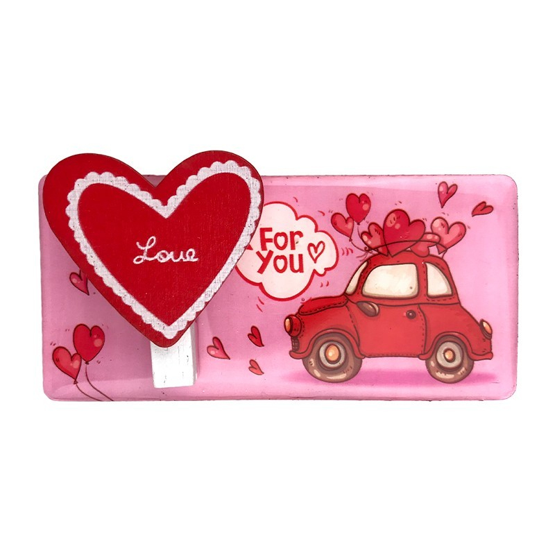 Magnet plastic cu carlig si inima Love 9x4 cm [4]