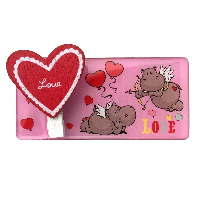 Magnet plastic cu carlig si inima Love 9x4 cm [6]