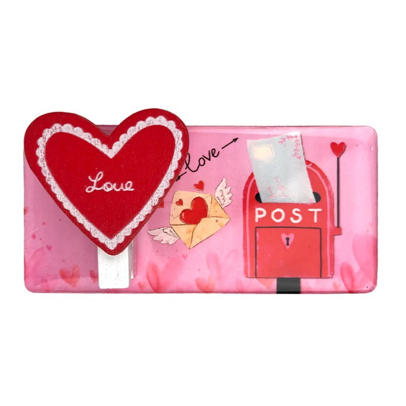 Magnet plastic cu carlig si inima Love 9x4 cm [3]