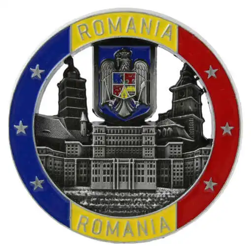 Magnet de frigider metalic 7cm Romania stema romaniei culori diferite [3]