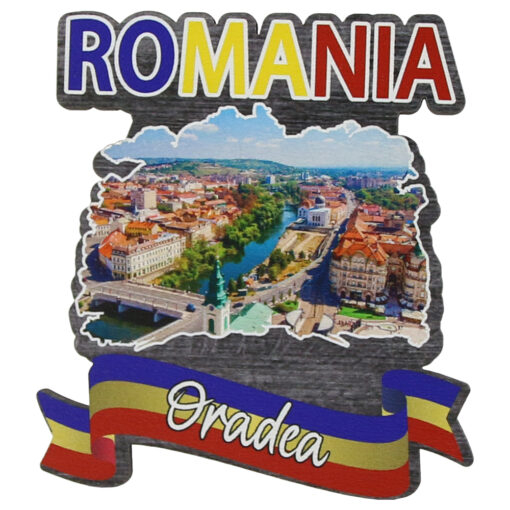 Magnet frigider Romania lemn Oradea tricolor 8x8 cm [1]
