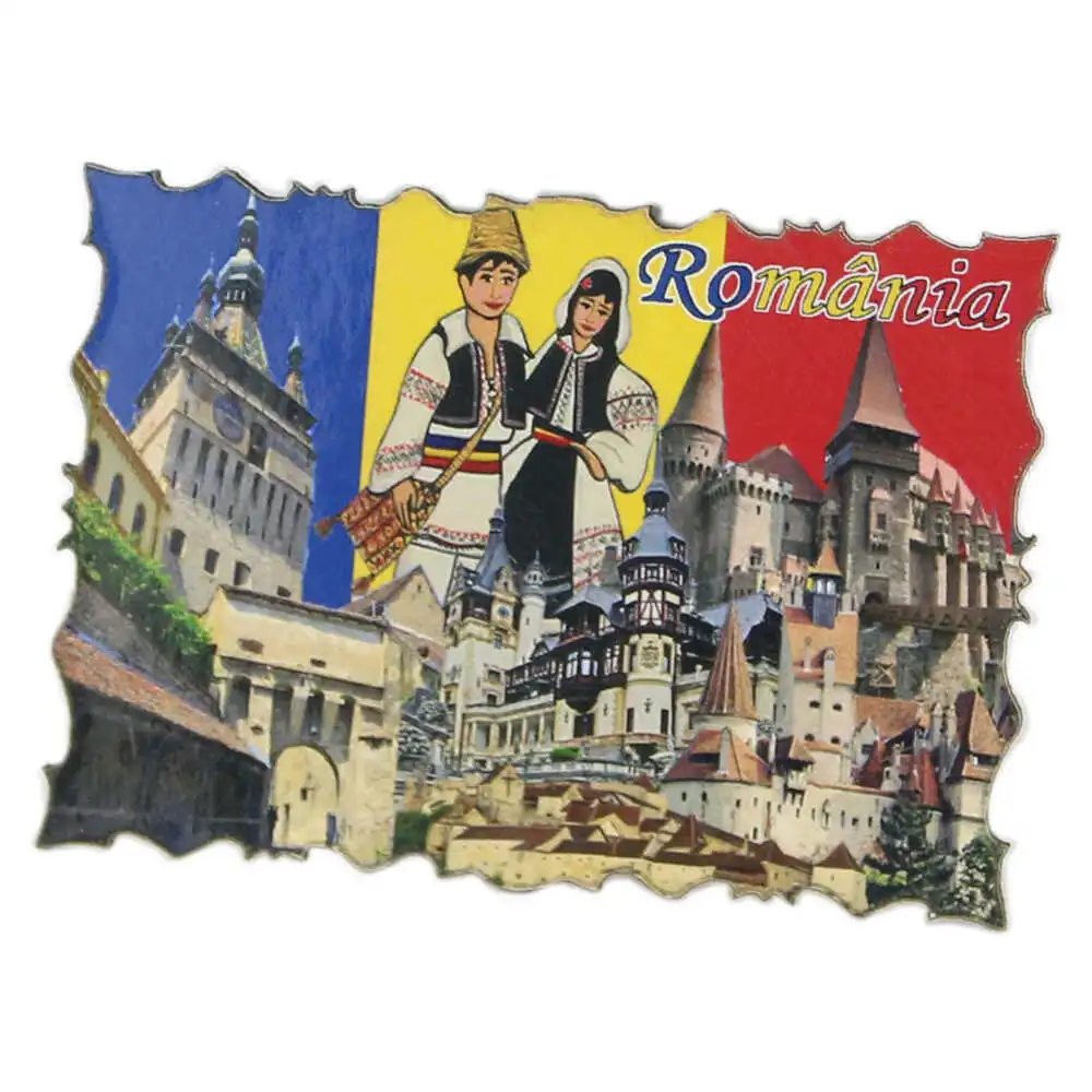Magnet frigider din lemn Romania modele diferite 7 x 5 cm [5]