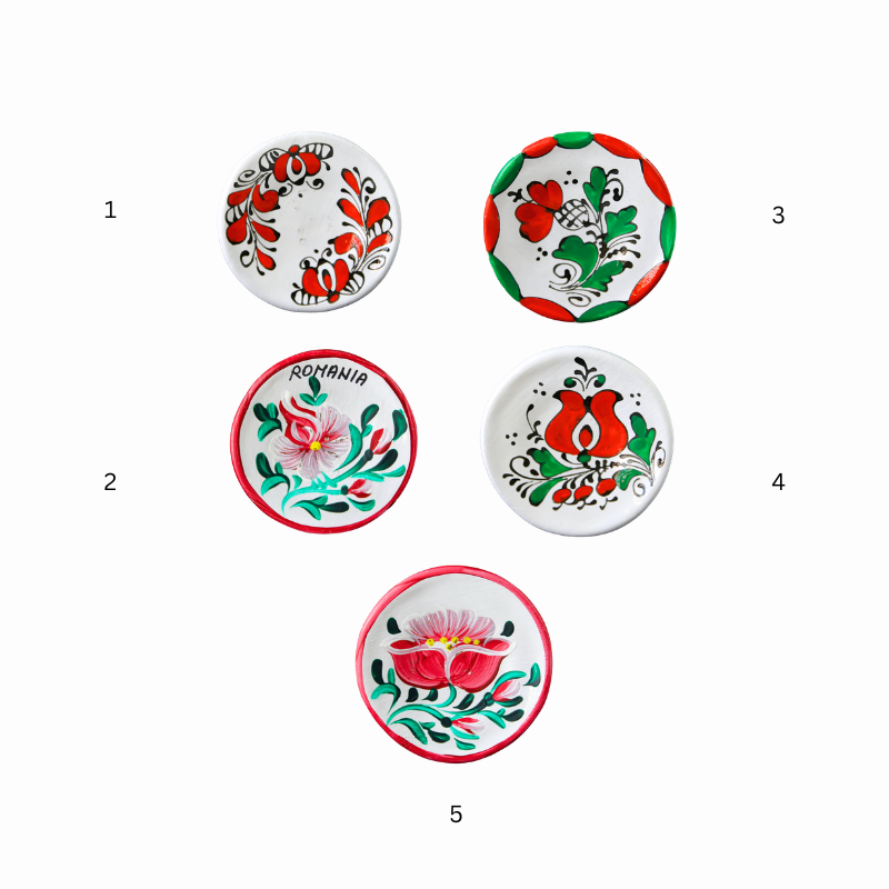Magnet frigider farfurie ceramica Romania pictat manual 6cm [2]