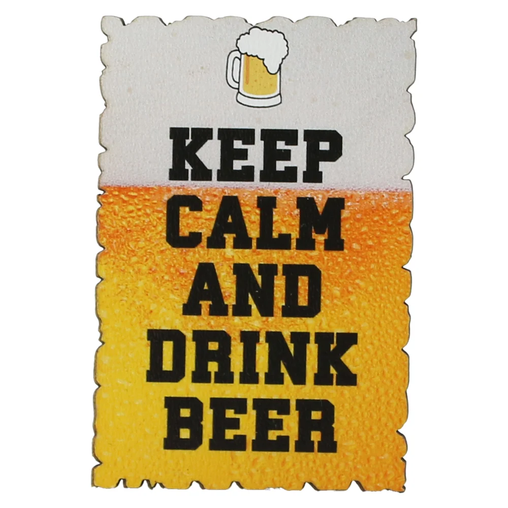 Magnet frigider lemn Keep calm and drink beer 6x9 cm [1]