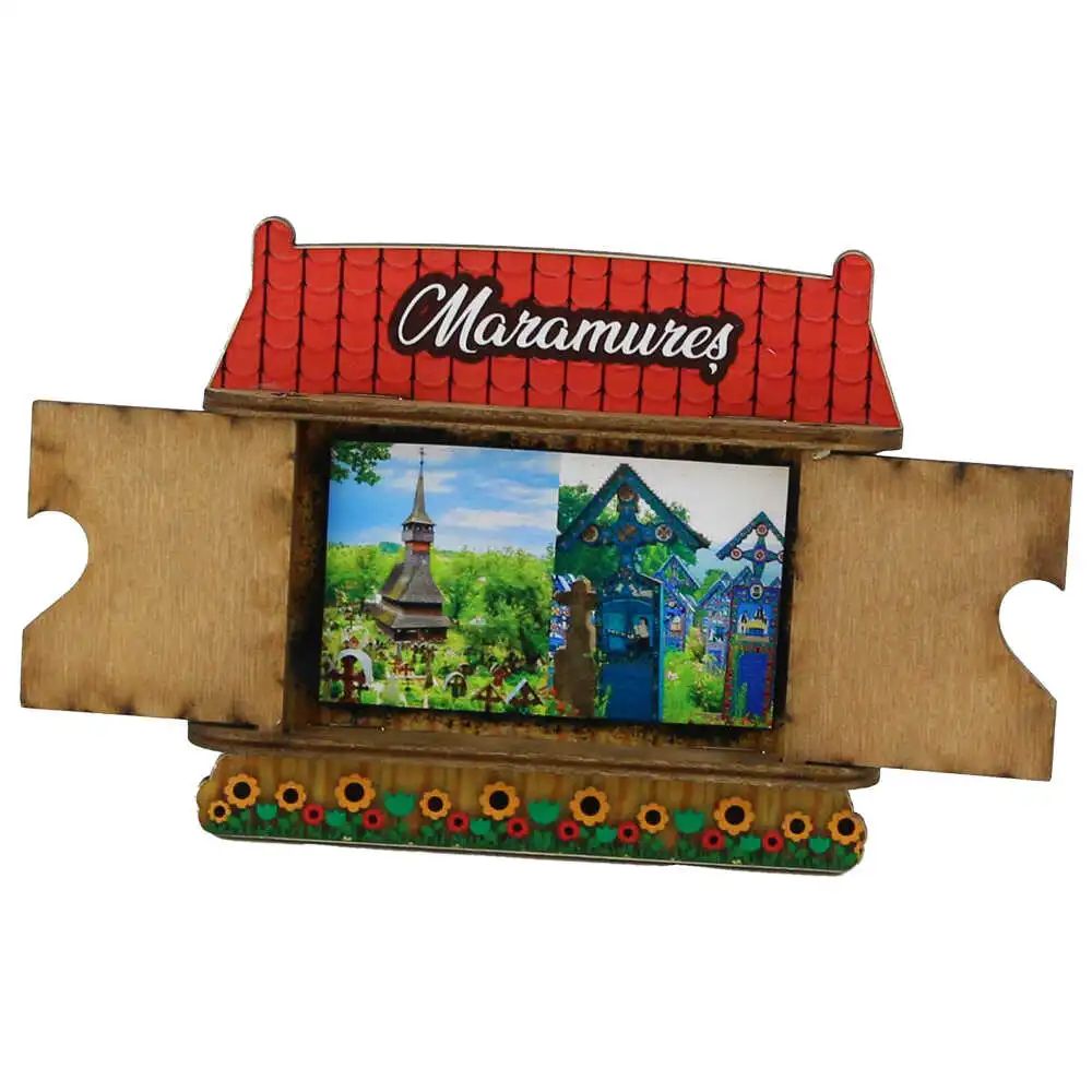Magnet frigider lemn Maramures Casuta 9 x 8 cm modele diferite [3]