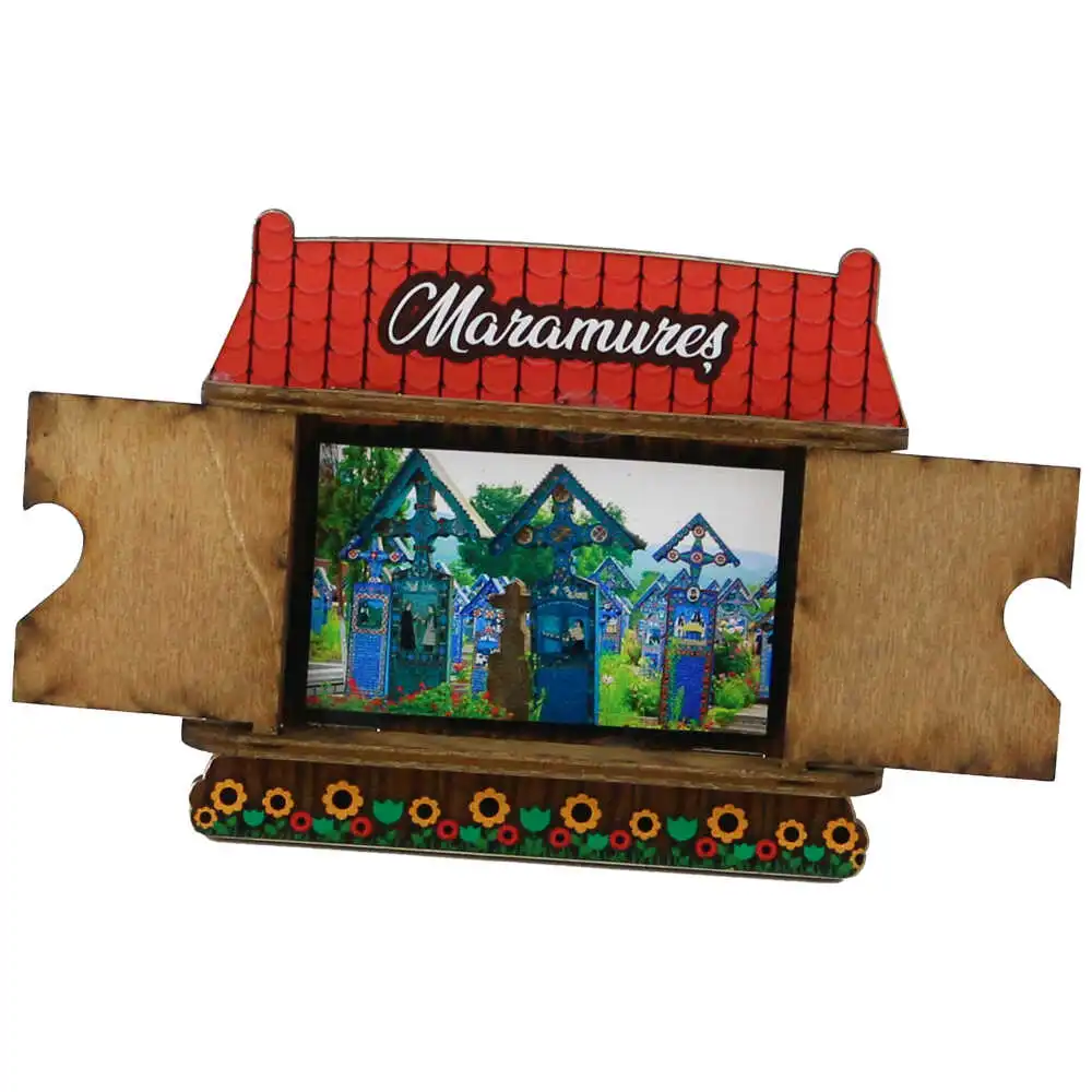 Magnet frigider lemn Maramures Casuta 9 x 8 cm modele diferite [4]