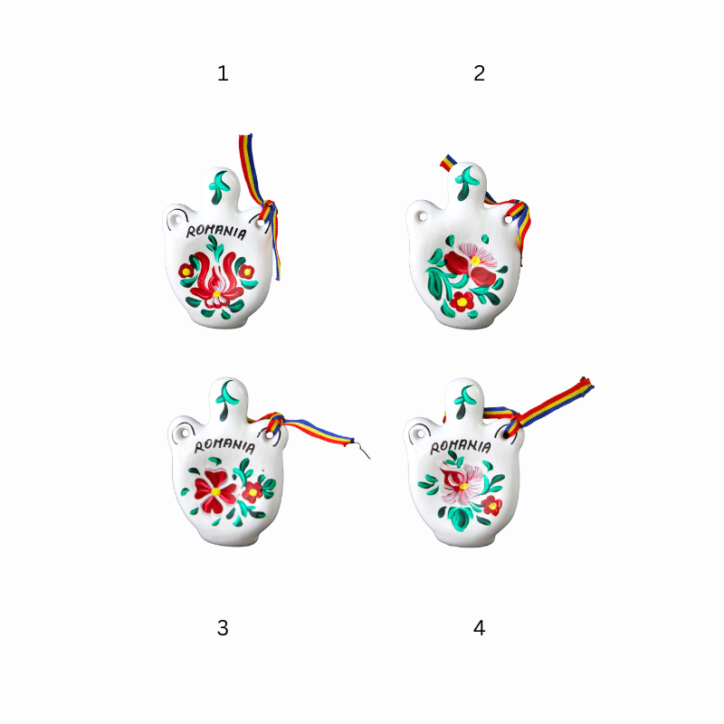 Magnet frigider plosca ceramica pictat manual Romania 6.5 cm [2]