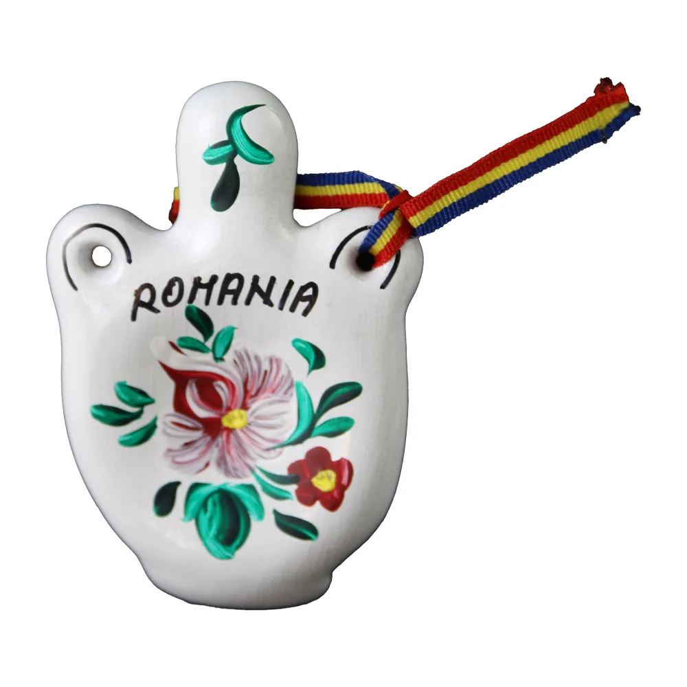 Magnet frigider plosca ceramica pictat manual Romania 6.5 cm [6]