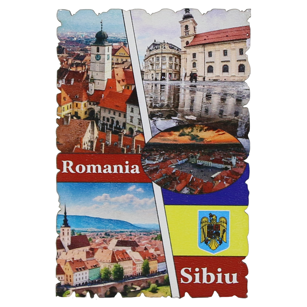 Magnet frigider din lemn 6x9 cm, Romania [1]