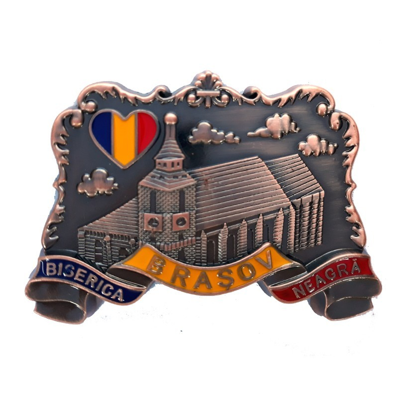 Magnet metalic Biserica Neagra cu tricolor in forma de inima [2]