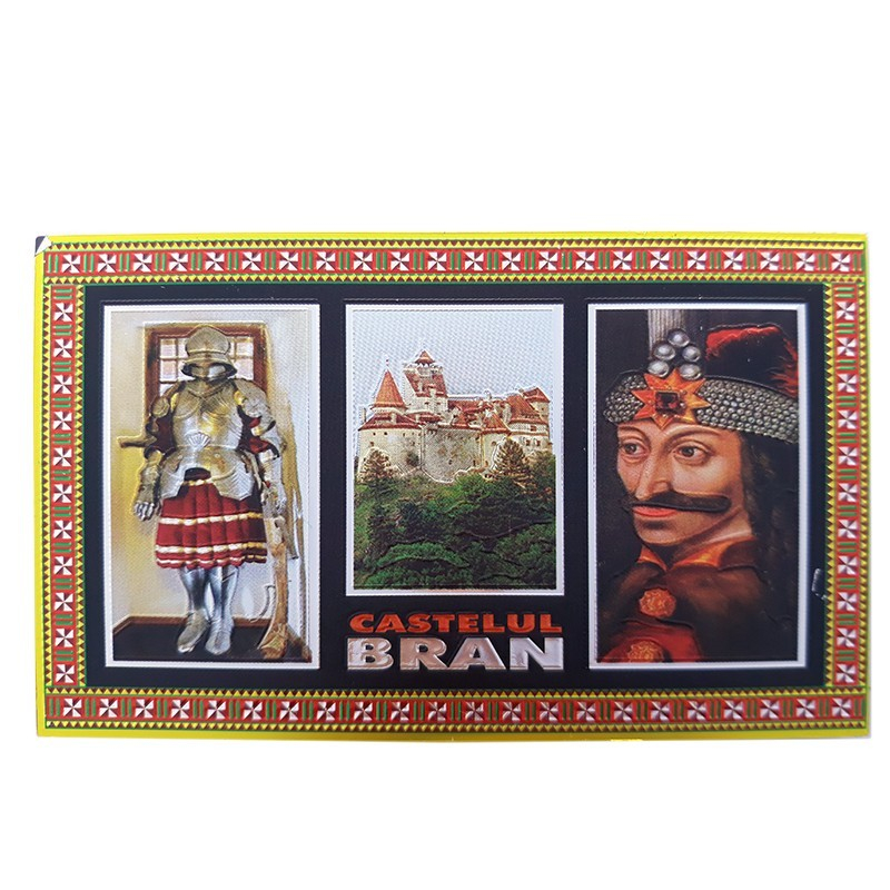 Magnet din plastic metalizat Castelul Bran 10x6 cm modele diferite [5]