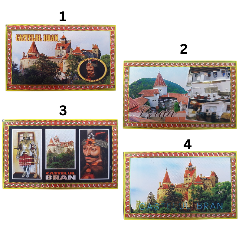 Magnet din plastic metalizat Castelul Bran 10x6 cm modele diferite [2]