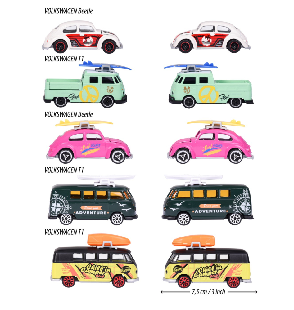 MAJORETTE SET 5 MASINUTE DIN METAL VOLKSWAGEN 7.5CM [3]