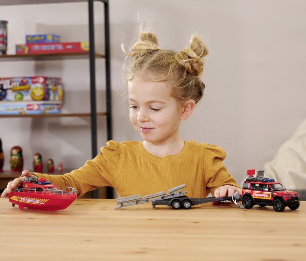 MAJORETTE SET MASINA DE POMPIERI LAND ROVER SI BARCA DE SALVARE [3]