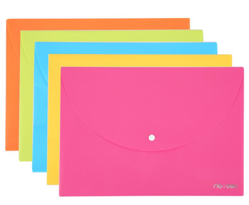 Mapa plastic cu buton A4 culori neon Deli [1]