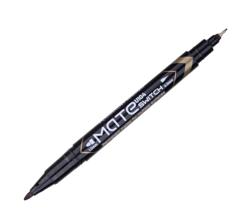 Marker permanent Deli CD 2 capete negru 0.5-1 mm [3]