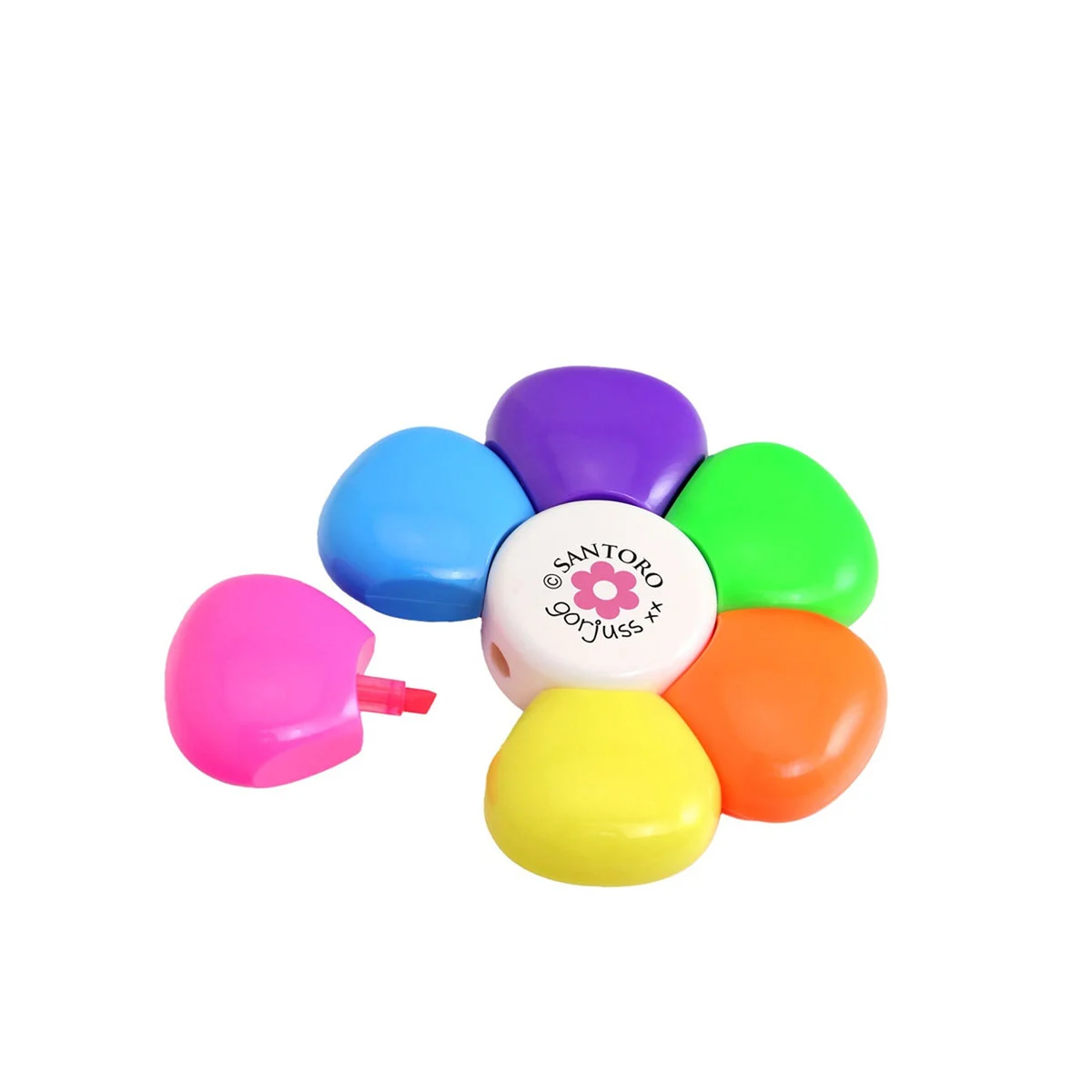 Marker in forma de floare Gorjuss Santoro highlighter set 6 culori neon [2]