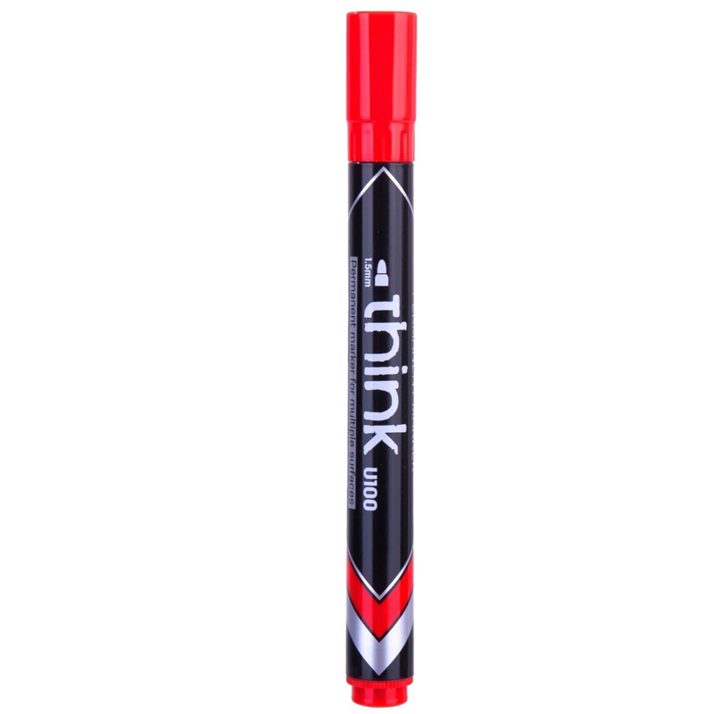 Marker permanent Deli rosu varf rotund 1.5 mm [3]