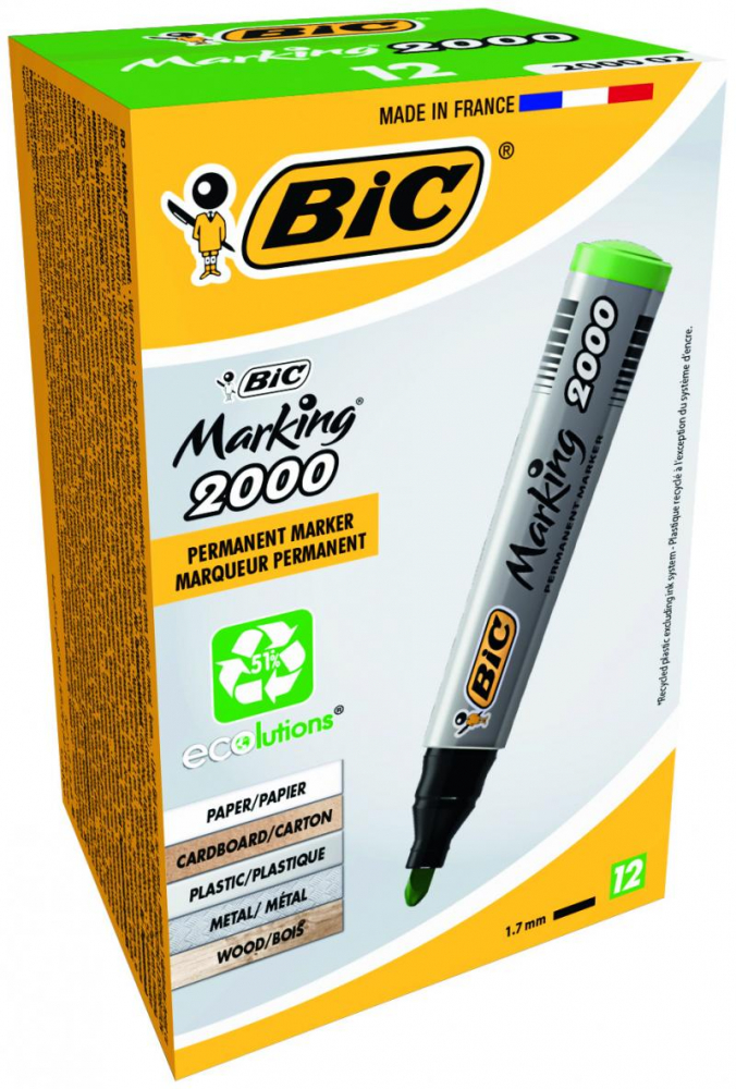 Marker permanent Bic 2000 verde varf rotund 2.5 mm [3]