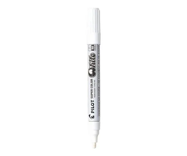 Marker permanent Pilot Super Color varf rotund mediu 4.5mm alb [2]