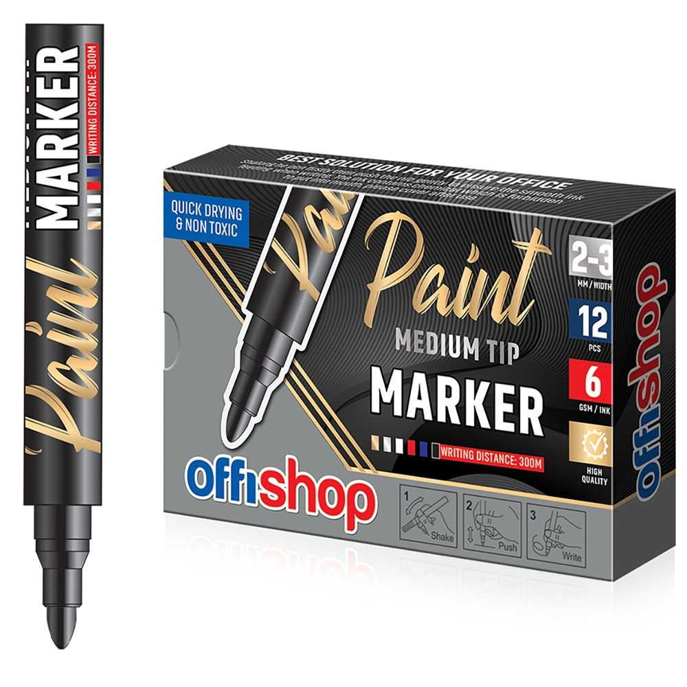 Marker permanent cu vopsea neagra varf 2-3mm Offishop [2]