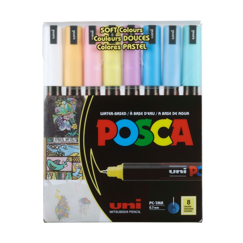 Marker Uni pc-1mr Posca varf fin metalic 0.7mm set 8 culori pastel [4]