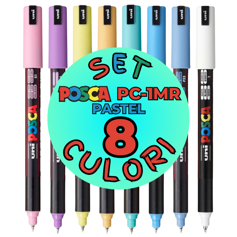 Marker Uni pc-1mr Posca varf fin metalic 0.7mm set 8 culori pastel [1]