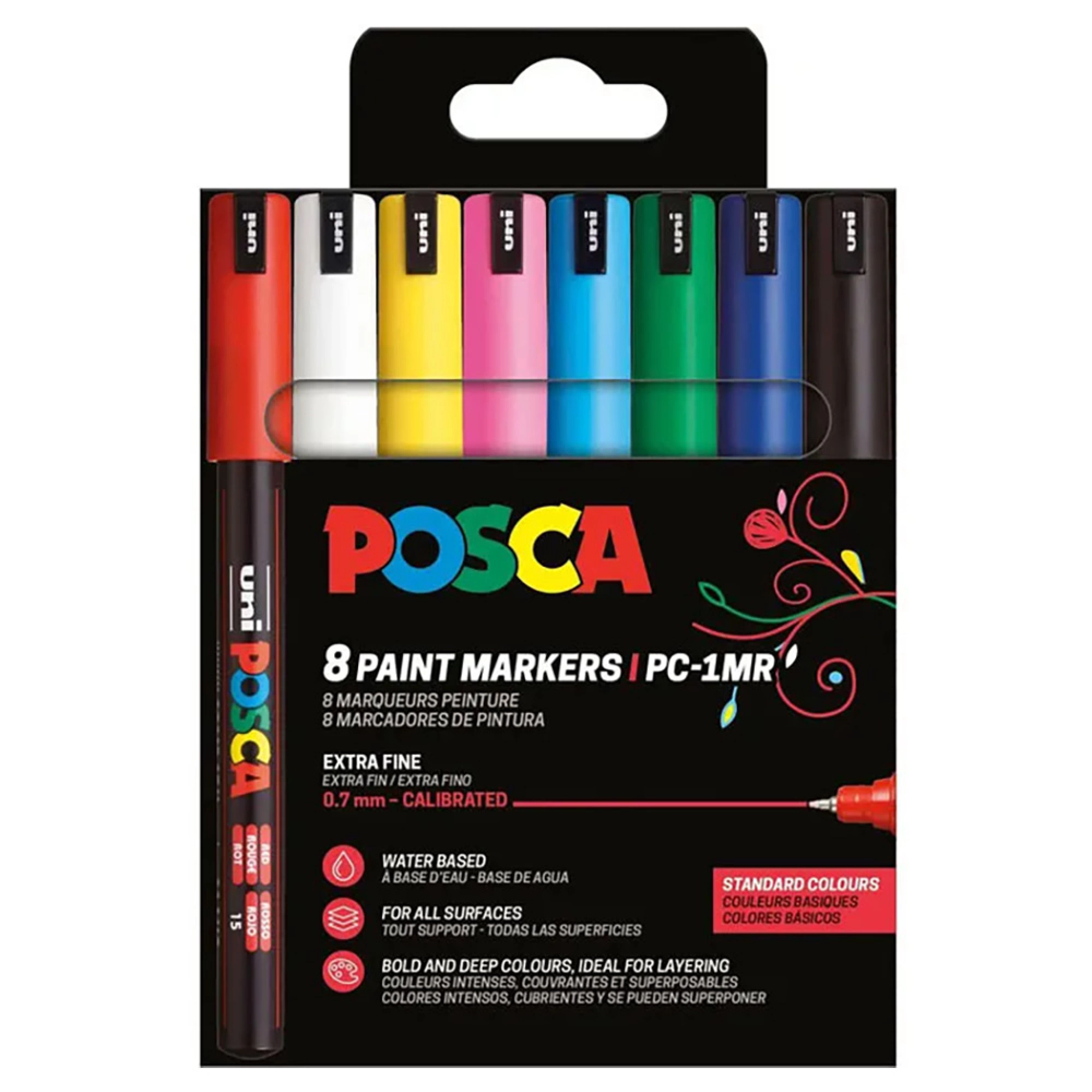 Marker Uni Posca PC-1MR 0.7mm 8 culori /set basic color [1]
