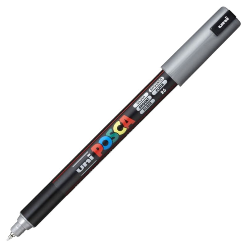 Marker UNI Posca PC-1MR varf fin metalic 0.7mm argintiu [1]