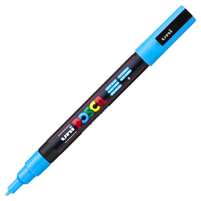 Marker UNI Posca PC-3M varf rotund 0.9-1.3mm albastru deschis [1]
