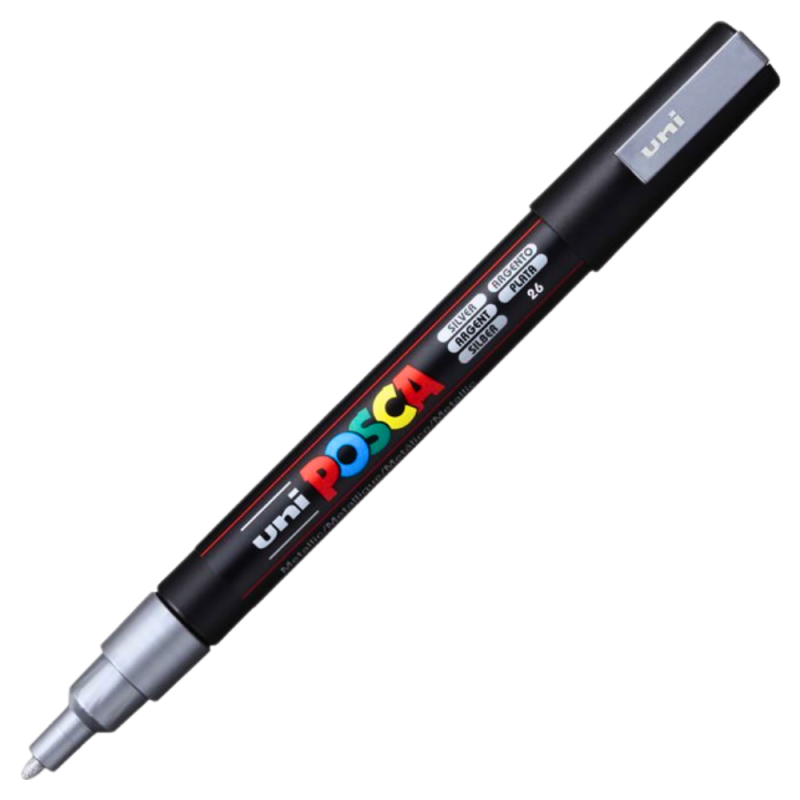 Marker UNI Posca PC-3M varf rotund 0.9-1.3mm argintiu [1]