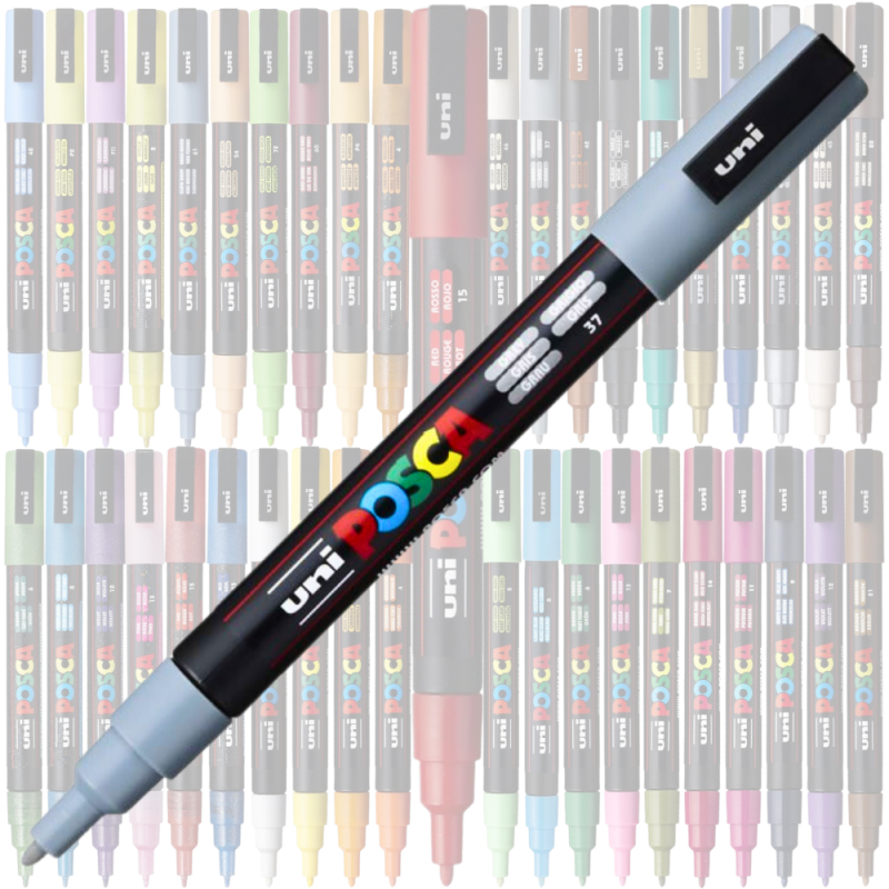 Marker UNI Posca PC-3M varf rotund 0.9-1.3mm gri [3]