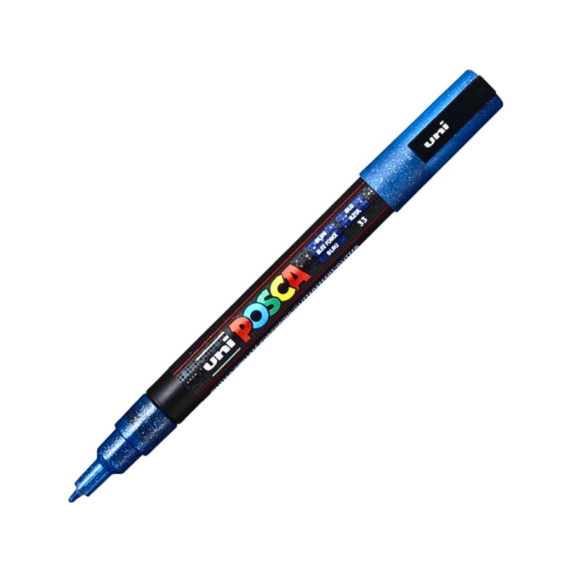 Marker Uni pc-3ml Posca 0.9-1.3mm albastru sclipici [1]