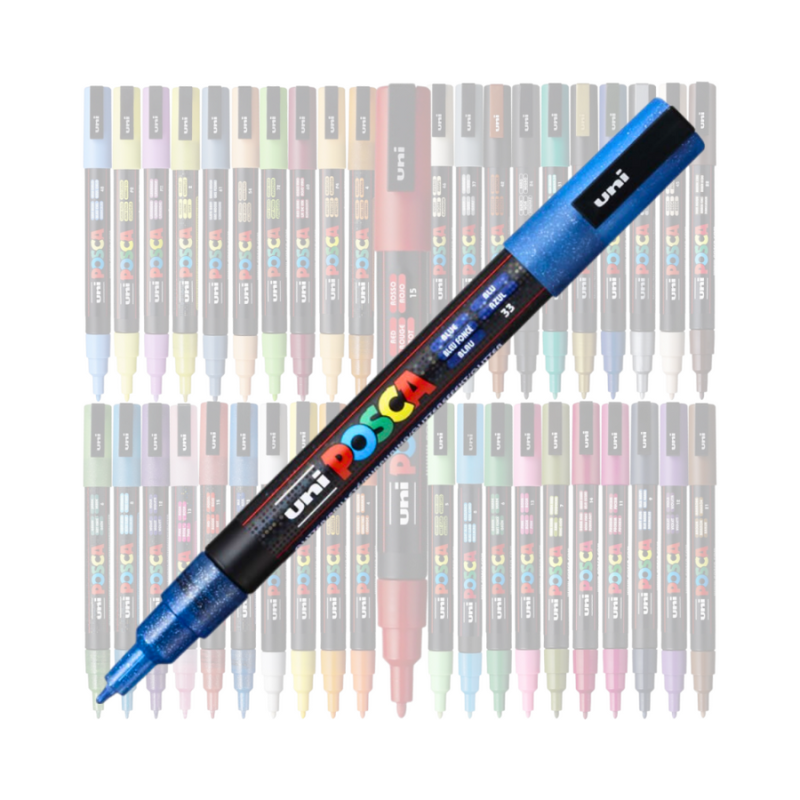 Marker Uni pc-3ml Posca 0.9-1.3mm albastru sclipici [2]
