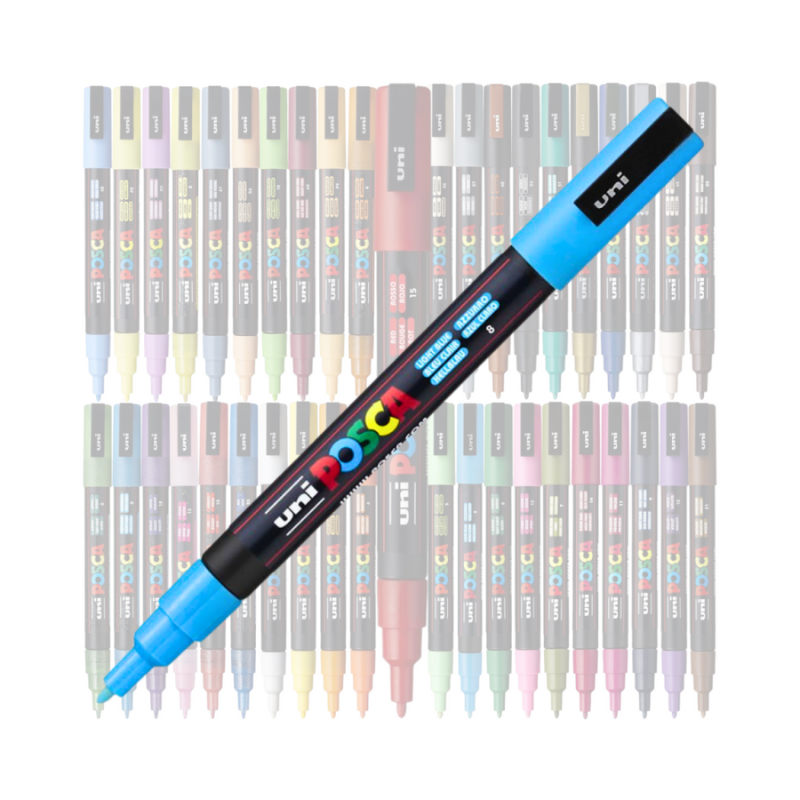 Marker Uni pc-3ml Posca 0.9-1.3mm albastru deschis sclipici [2]