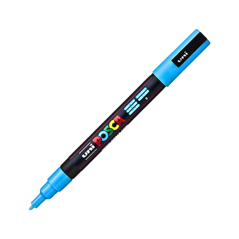 Marker Uni pc-3ml Posca 0.9-1.3mm albastru deschis sclipici [1]