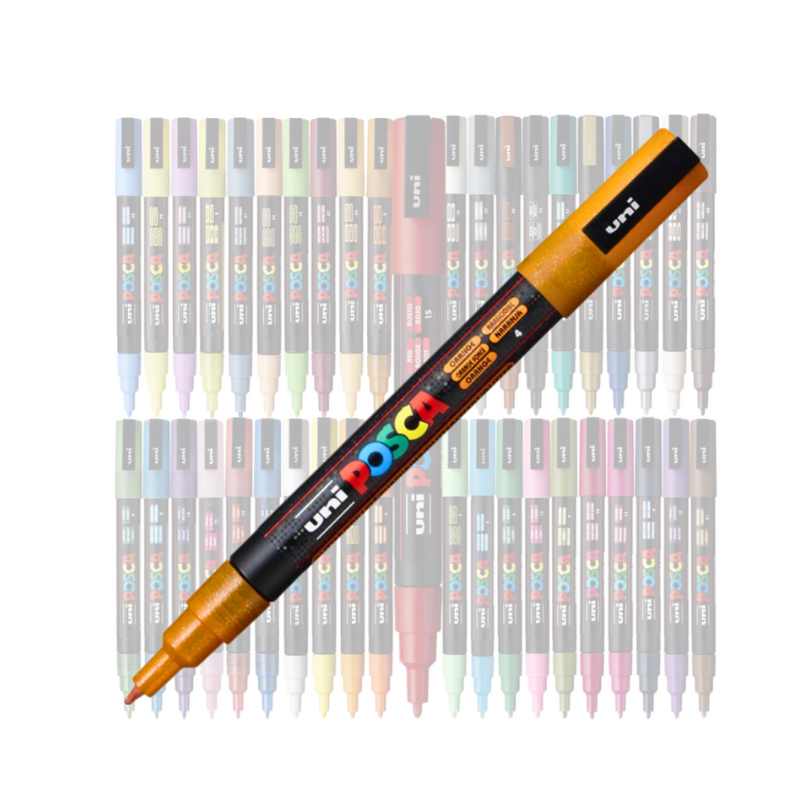 Marker Uni pc-3m Posca 0.9-1.3mm portocaliu sclipici [2]