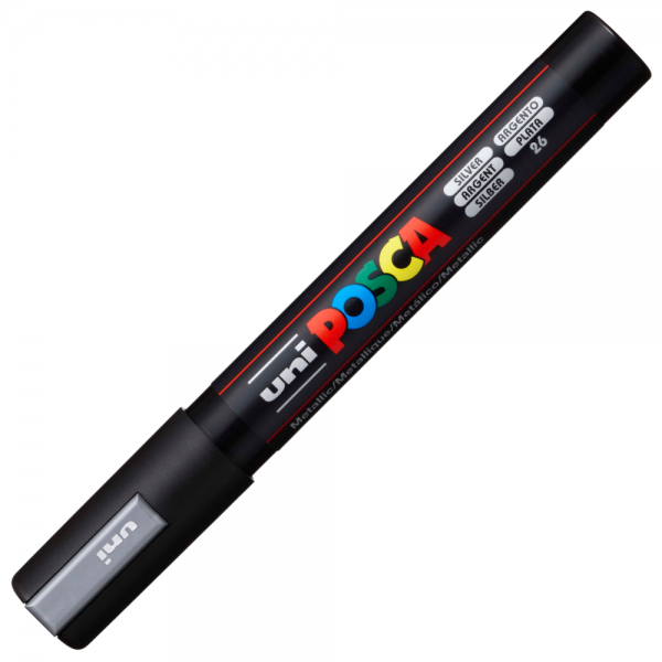 Marker UNI Posca PC-5M varf rotund 1.8-2.5mm argintiu [3]