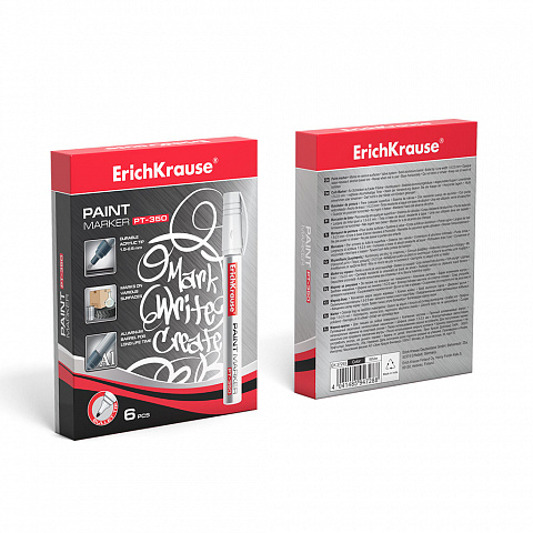 Markere cu vopsea ErichKrause PT-350 varf tip glont 1.5-2.5 mm culoare alba [3]