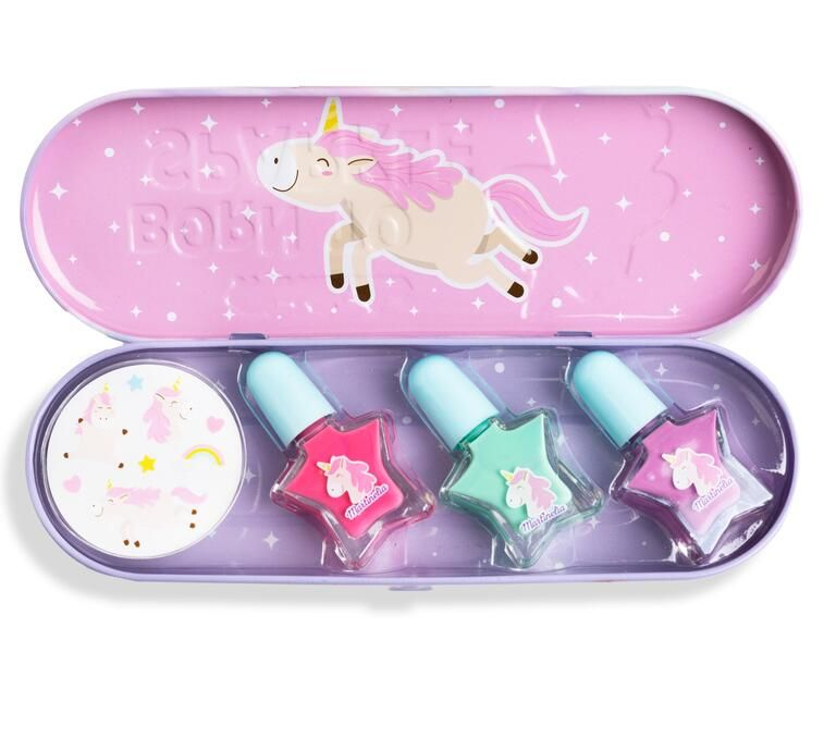 MARTINELIA LITTLE UNICORN SET 3 LACURI DE UNGHII SI STICKERS IN CUTIE METALICA [1]