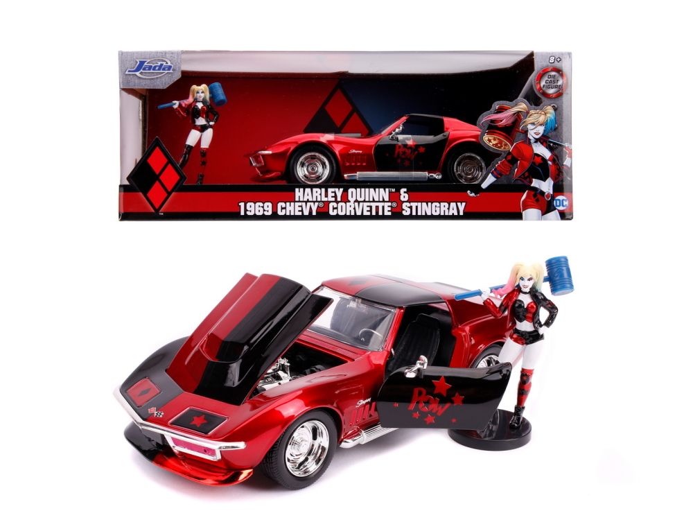 MASINUTA DIN METAL HARLEY QUINN 1969 CHEVY CORVETTE SCARA 1:24 [3]