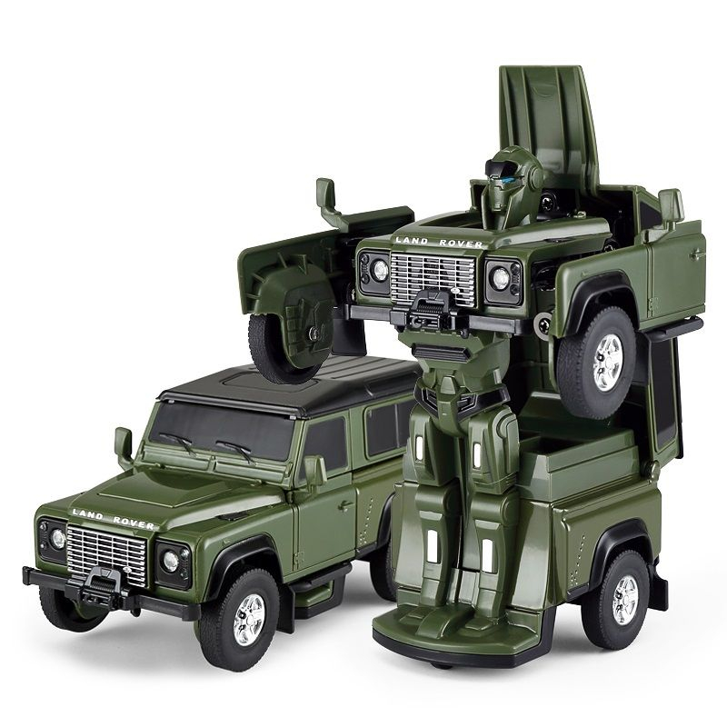 MASINUTA METALICA CONVERTIBILA LAND ROVER DEFENDER VERDE CU SCARA 1 LA 32 [2]